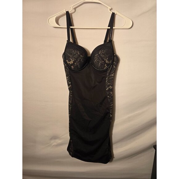 Maidenform Black Lacy Body Shaper Full Slip Type Underwire Womens Size 32C - Picture 1 of 3